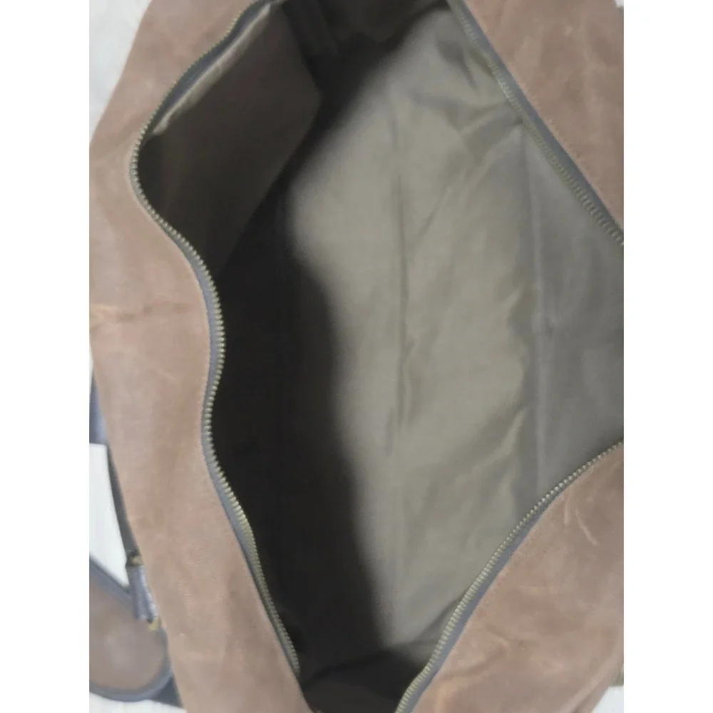 Heybo Outdoors Waxed Canvas Duffel Bag Brown Leather Trim Travel Weekender Carry